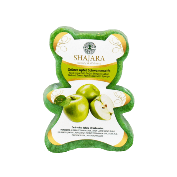 Shajara Kinder-Schwammseife Grüner Apfel (verpackt)